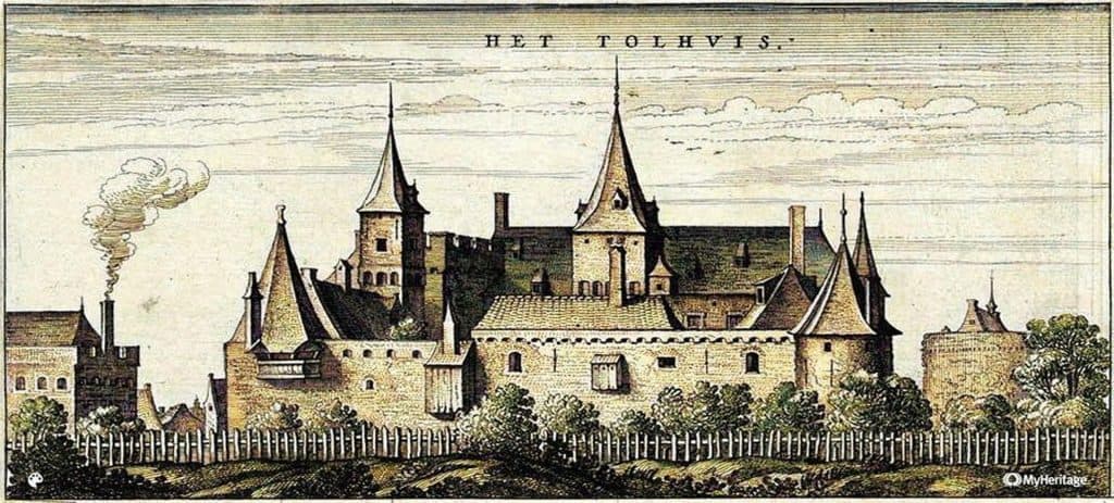 Historisch kasteel op 't Gelders Eiland met torens en omheining.