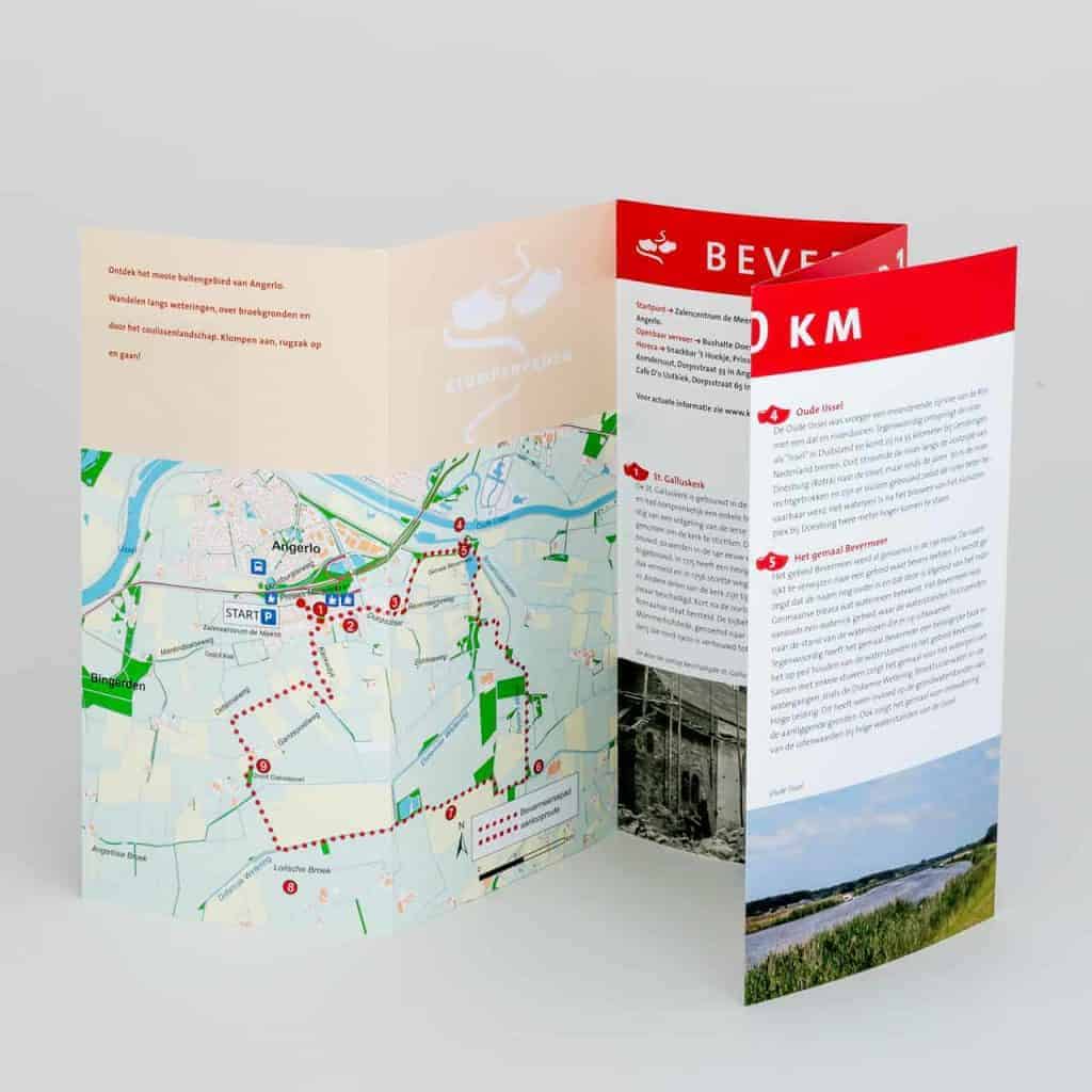 Wandelkaart en informatiebrochure over 't Gelders Eiland en Tolkamer wandeling.