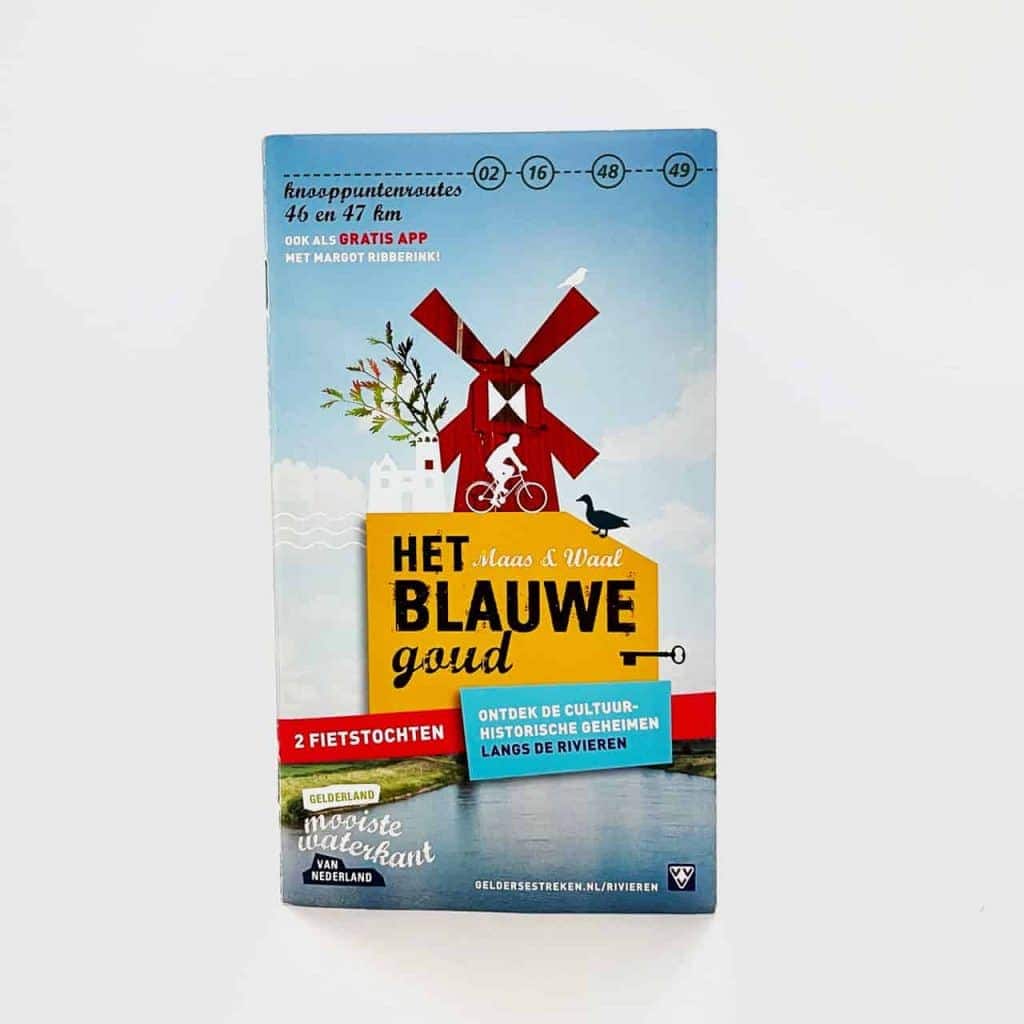 Fietsroutes brochure 't Gouds Eiland met windmolen en fietser.