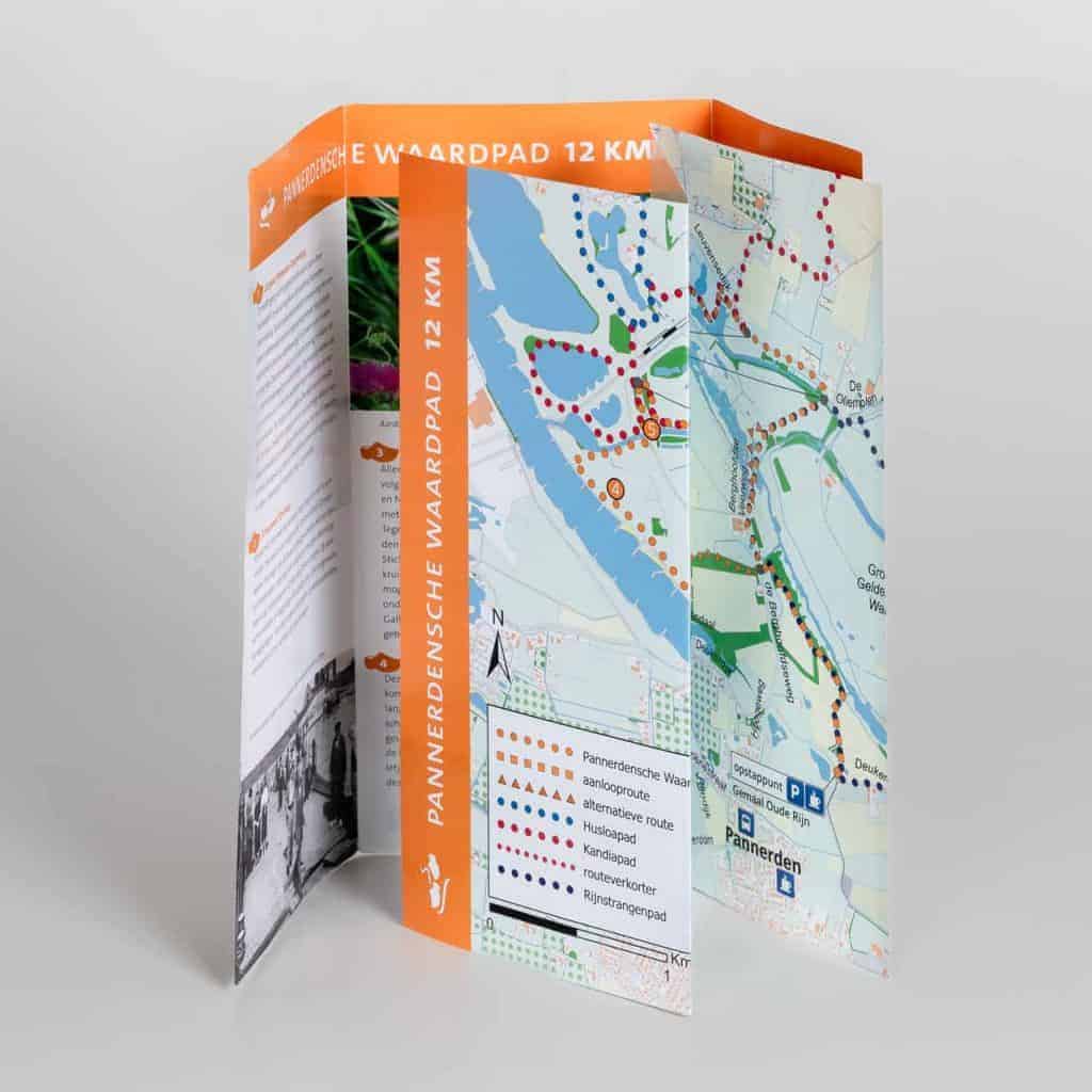 Gedetailleerde wandelkaart van Pannerdensche Waardpad op 't Gelders Eiland.