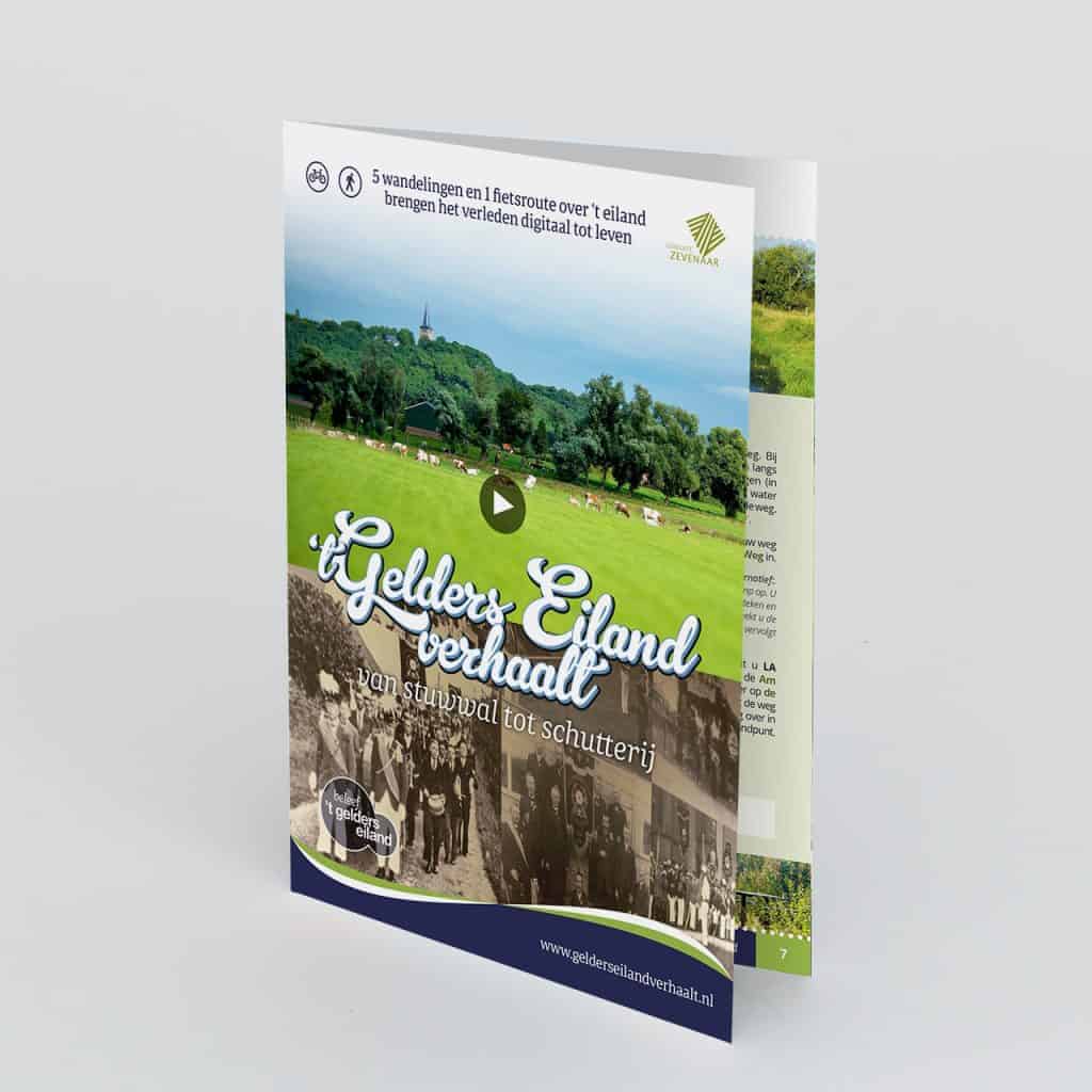Brochure over fietsroutes en wandelpaden op 't Gelders Eiland.