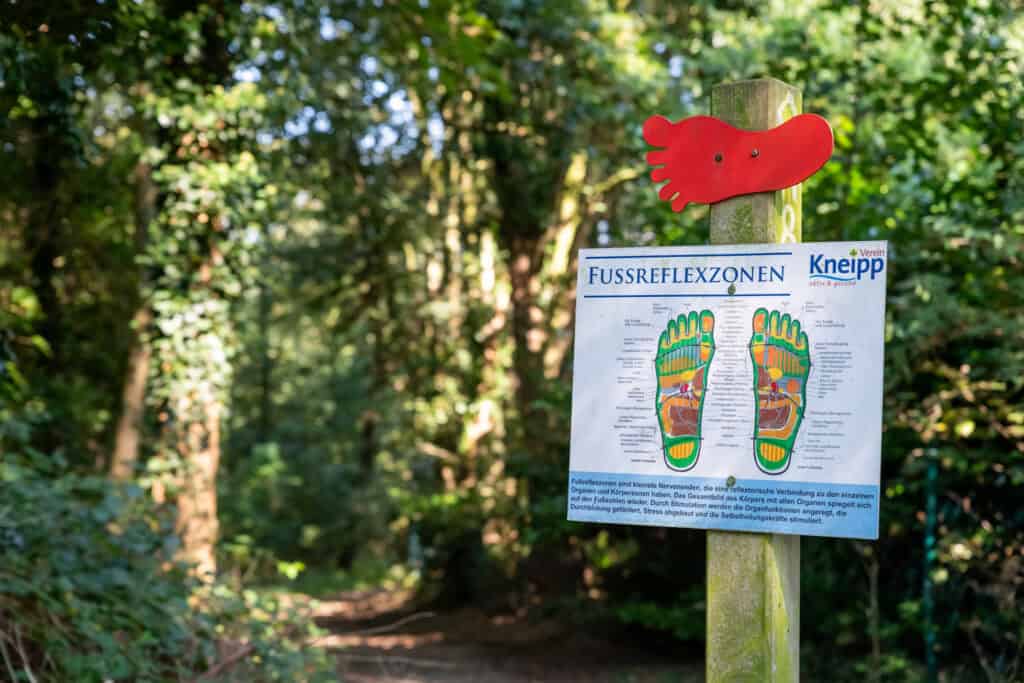 Voetreflexzone bord in bos op 't Gelders Eiland.